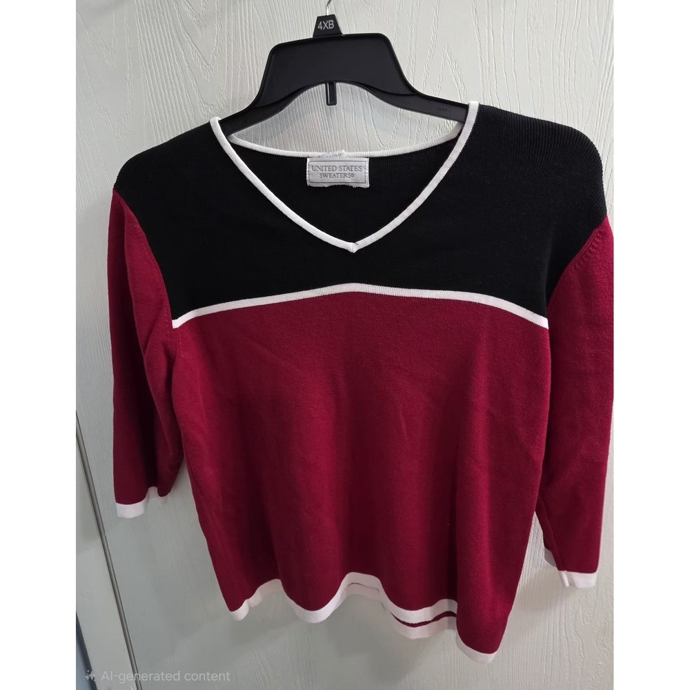 Y2k United States Sweaters womens sweater red/black 100% Cotton XL preppy 80-90